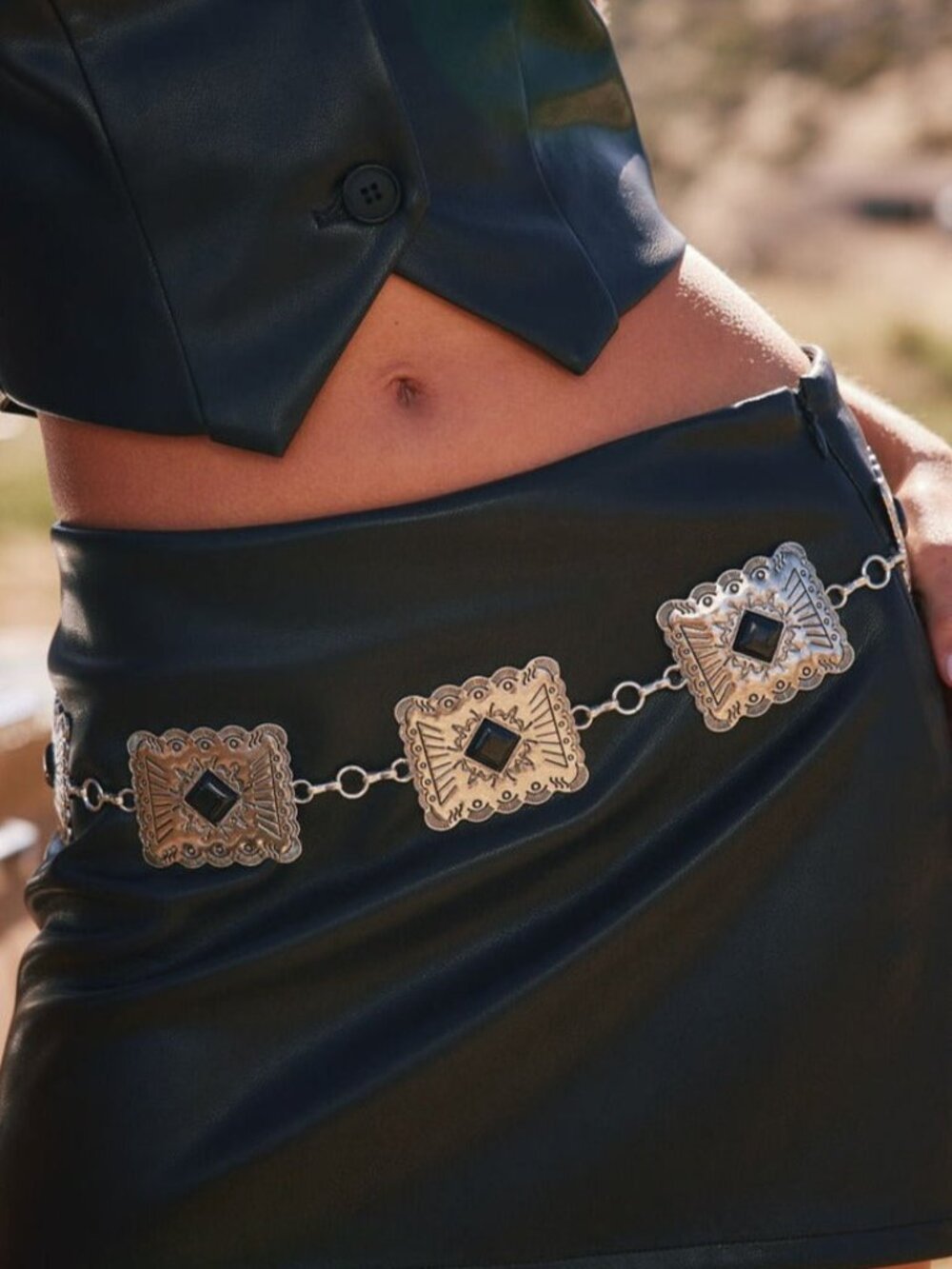 12th Tribe Hattie Rectangle Silver Statement Belt Size O/SO/S